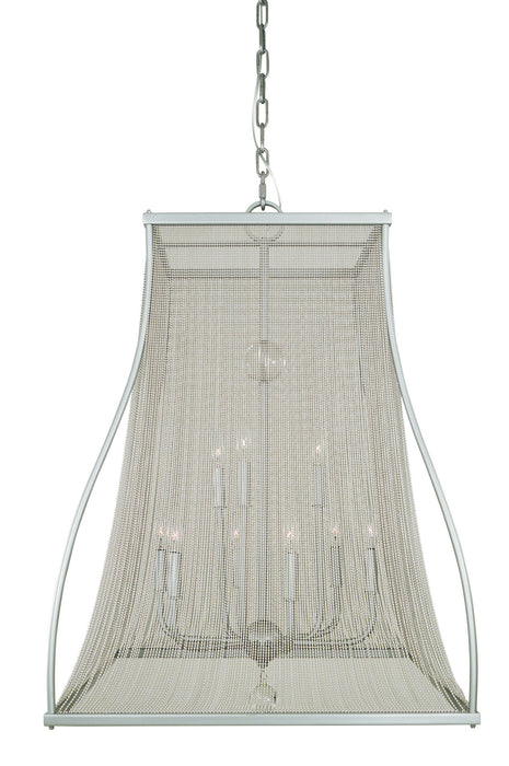 Framburg 5509 SP/PN Nine Light Foyer Chandelier, Satin Pewter/Polished Nickel
