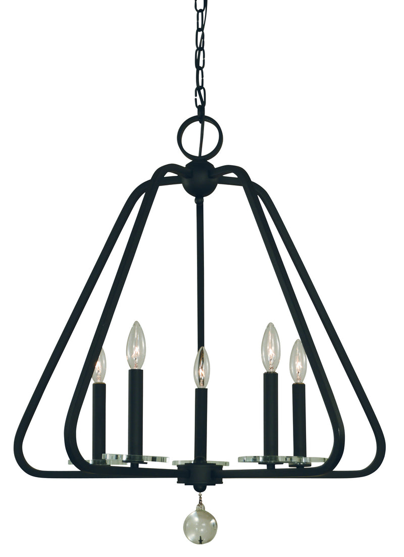 Framburg 5515 MBLACK Five Light Chandelier, Matte Black