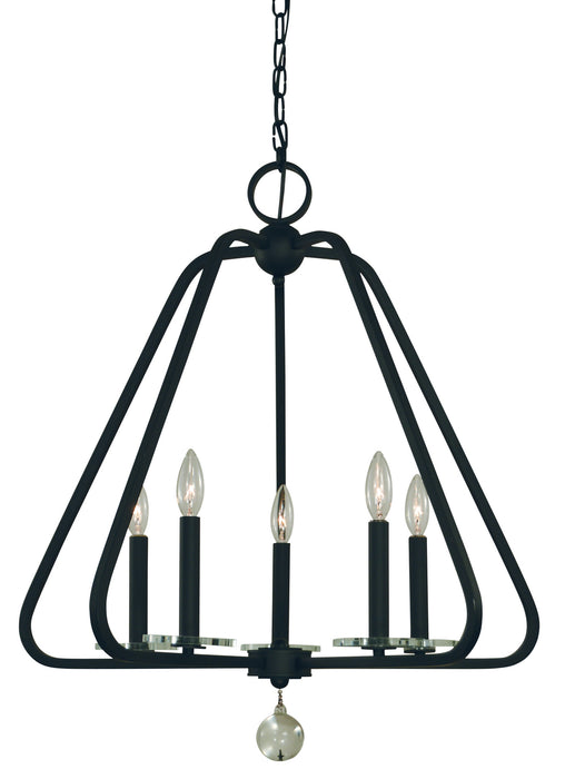 Framburg 5515 MBLACK Five Light Chandelier, Matte Black