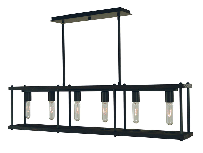 Framburg 5536 MBLACK Six Light Island Chandelier, Matte Black