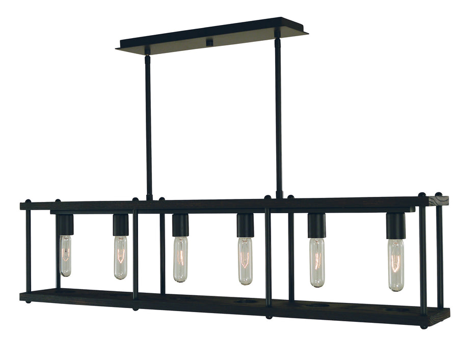 Framburg 5536 MBLACK Six Light Island Chandelier, Matte Black