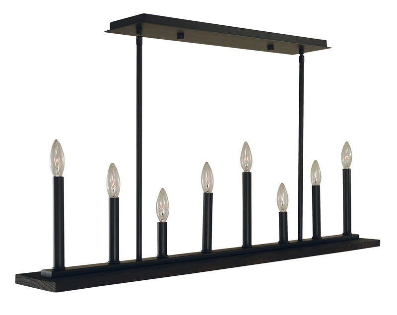 Framburg 5538 MBLACK Eight Light Island Chandelier, Matte Black