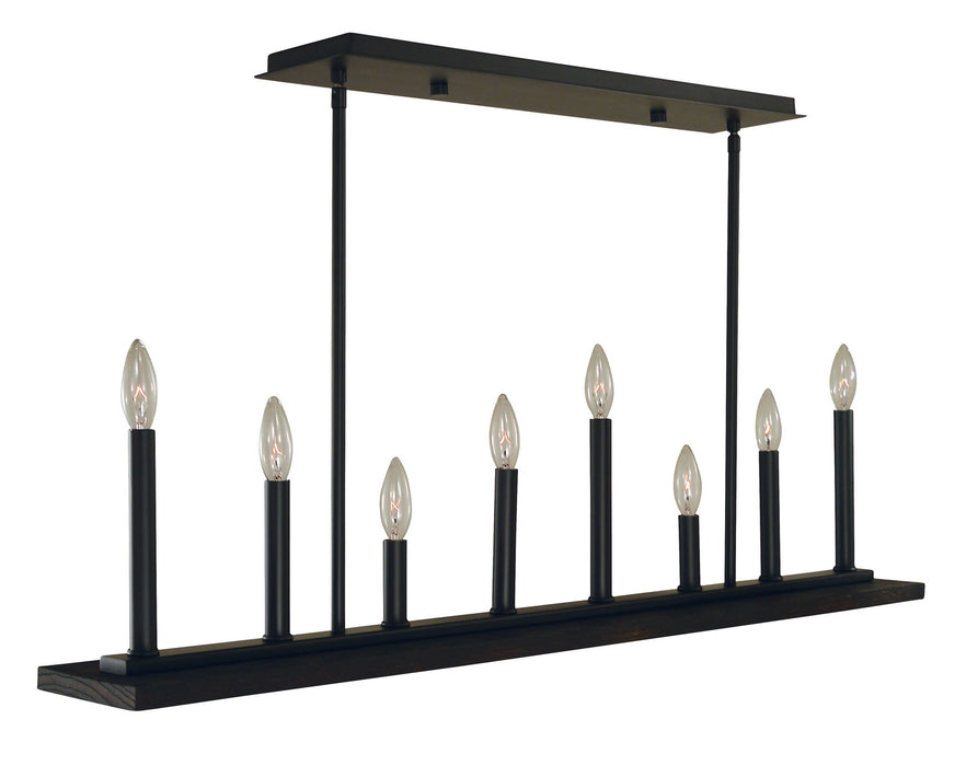 Framburg 5538 MBLACK Eight Light Island Chandelier, Matte Black