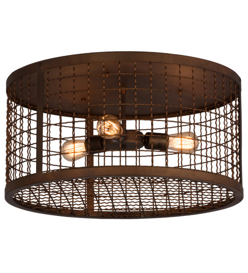 Meyda Tiffany 164225 Three Light Flushmount, Vintage Copper