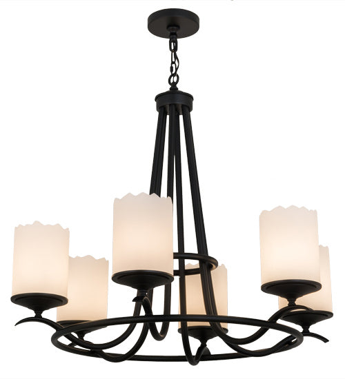 Meyda Tiffany 165443 Six Light Chandelier, Blackwash