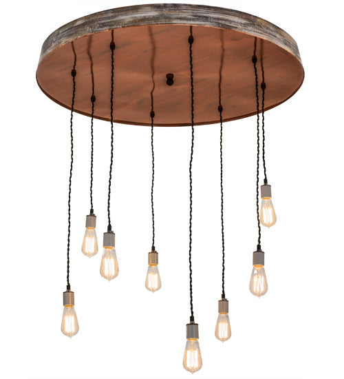 Meyda Tiffany 165838 Eight Light Pendant, Hand Painted Oak & Weather Wicker