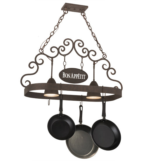 Meyda Tiffany 166218 Two Light Pot Rack, Gilded Tobacco