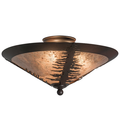 Meyda Tiffany 166804 Three Light Flushmount, Wrought Iron On Rust