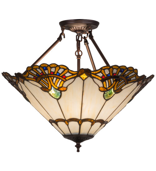 Meyda Tiffany 167056 Three Light Inverted Pendant, Custom,Mahogany Bronze