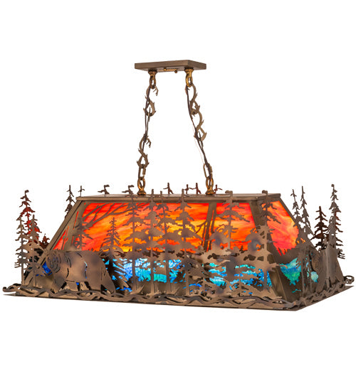 Meyda Tiffany 167084 Six Light Oblong Pendant, Dark Burnished Antique Copper
