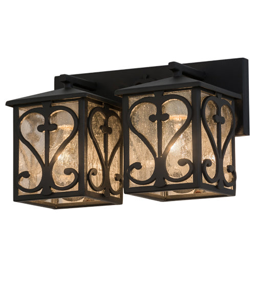 Meyda Tiffany 169391 Two Light Wall Sconce, Wrought Iron