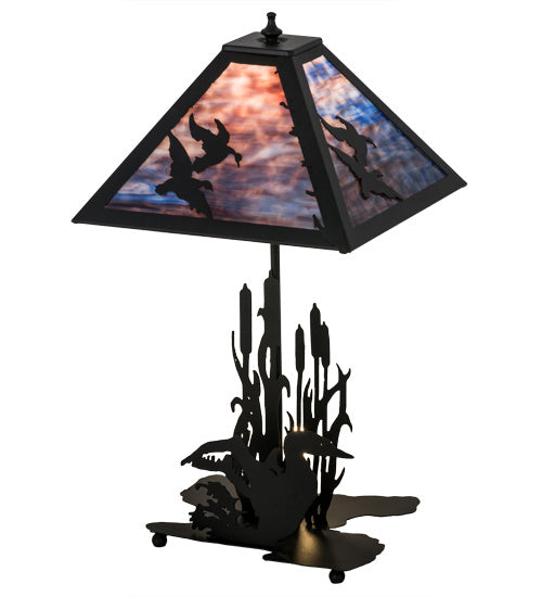 Meyda Tiffany 170687 Two Light Table Lamp, Black Metal