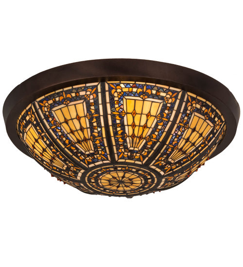 Meyda Tiffany 181416 Four Light Flushmount, Mahogany Bronze