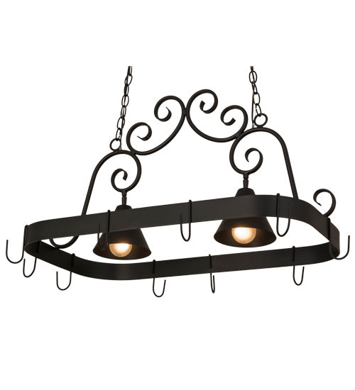 Meyda Tiffany 181987 Two Light Pot Rack, Blackwash