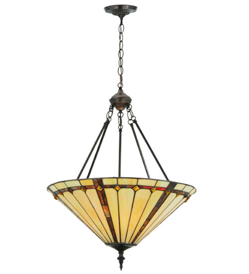 Meyda Tiffany 182672 Three Light Inverted Pendant, Mahogany Bronze