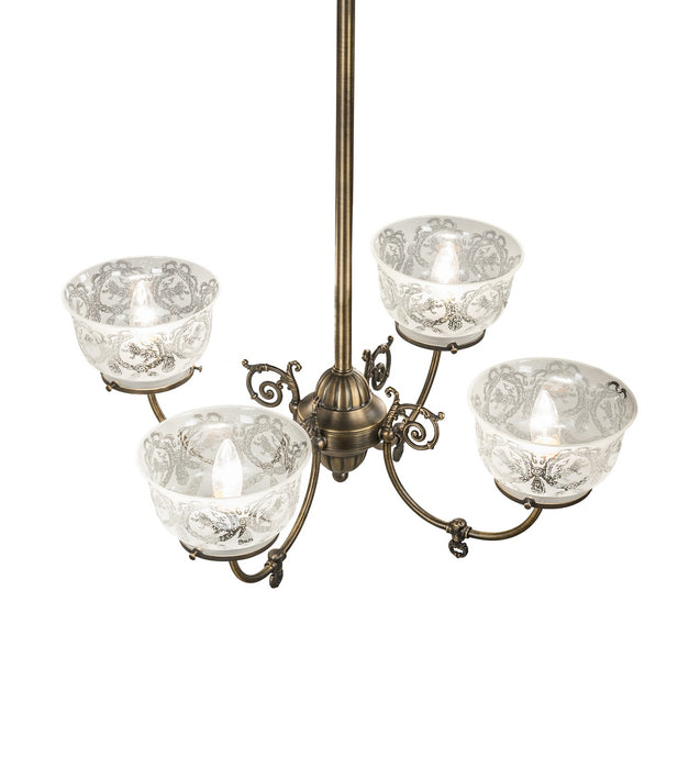 Meyda Tiffany 185605 Four Light Chandelier, Antique Brass