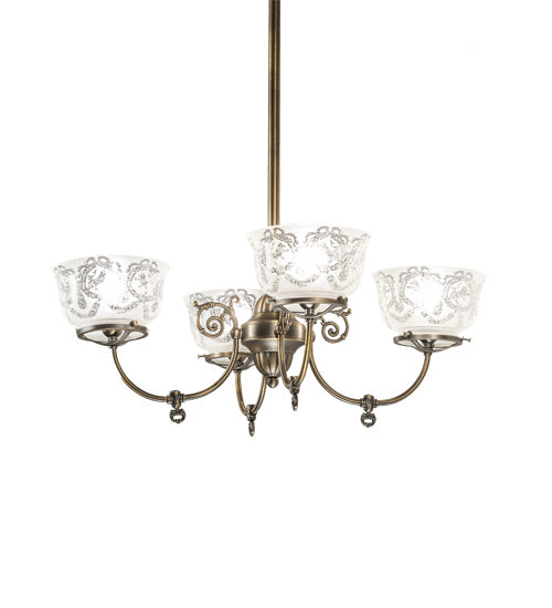 Meyda Tiffany 185605 Four Light Chandelier, Antique Brass