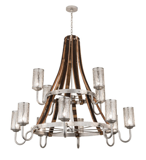 Meyda Tiffany 187994 12 Light Chandelier, Brushed Nickel/Charred Wood