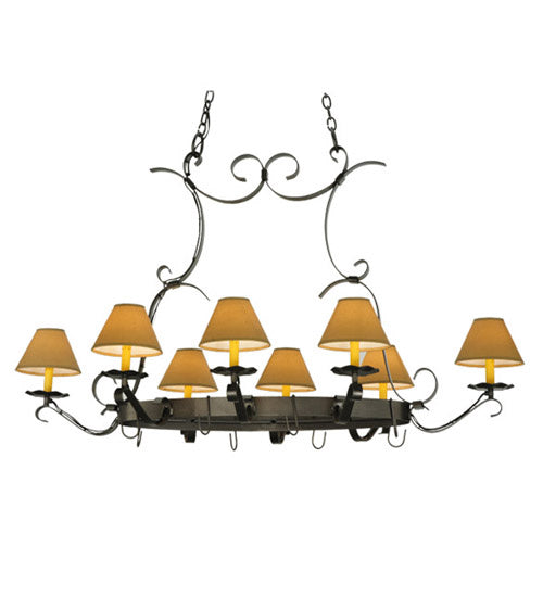 Meyda Tiffany 188402 Eight Light Pot Rack, Black Metal,Pewter