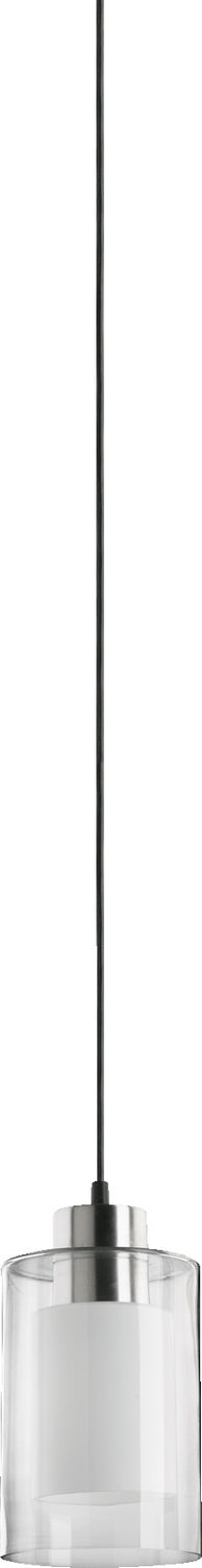 Quorum 882-65 One Light Pendant, Satin Nickel Clear and White