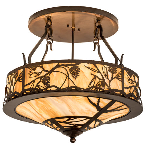 Meyda Tiffany 193442 Four Light Semi-Flushmount, Old Copper Pot