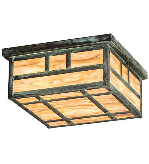Meyda Tiffany 193476 Four Light Flushmount, Craftsman Verdi