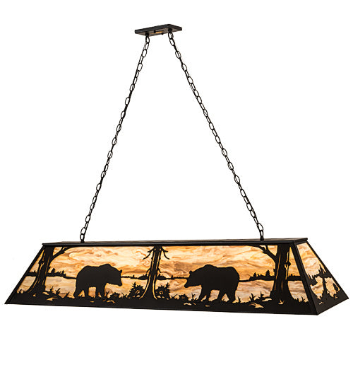 Meyda Tiffany 193481 Nine Light Oblong Pendant, Black Satin Wrought Iron