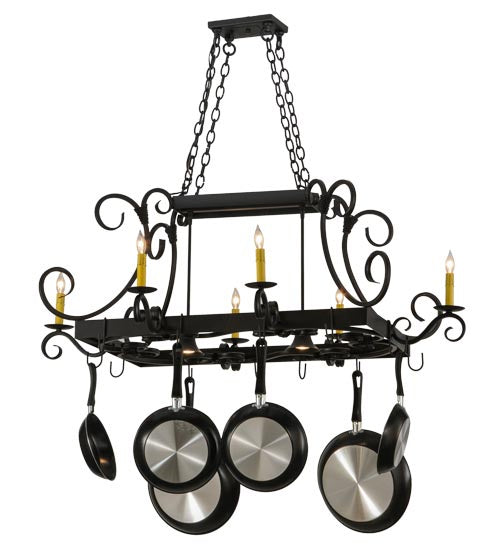 Meyda Tiffany 195226 Eight Light Pot Rack, Blackwash