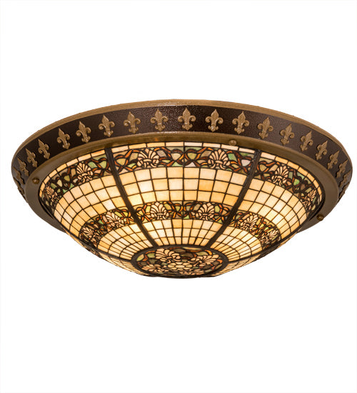 Meyda Tiffany 195918 Four Light Flushmount, Nu Gold & Copper Vein