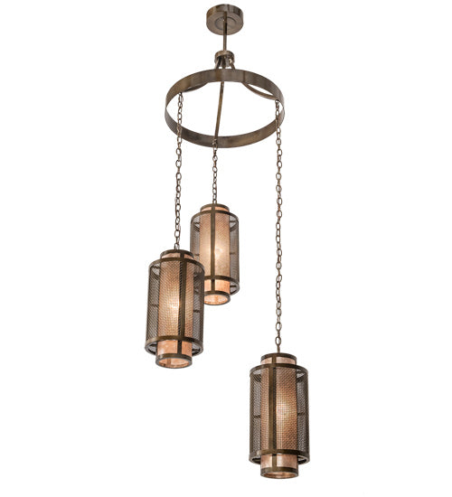 Meyda Tiffany 196544 Three Light Chandelier, Antique Hammered Gold