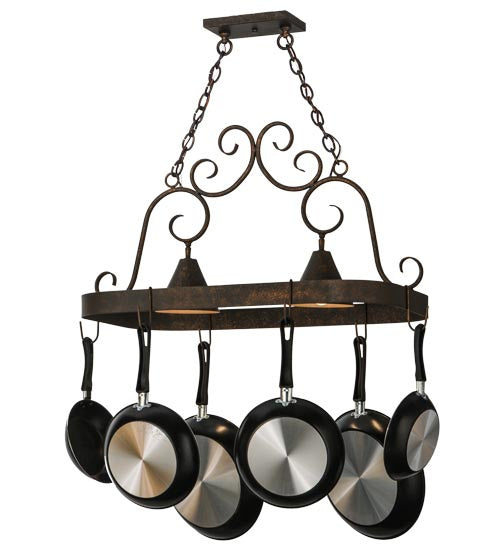 Meyda Tiffany 197892 Two Light Pot Rack, Gilded Tobacco