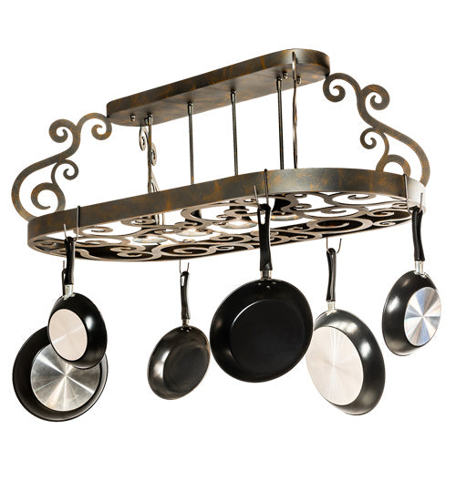 Meyda Tiffany 202031 Four Light Pot Rack, French Bronze