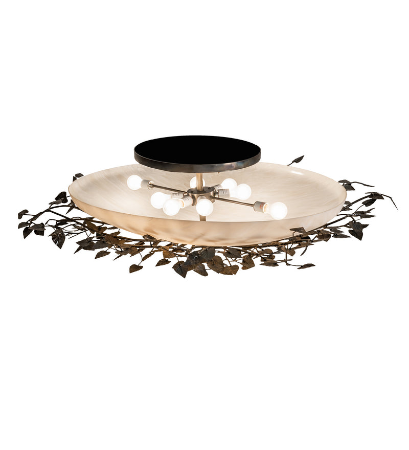 Meyda Tiffany 213708 Eight Light Semi-Flushmount, Dark Burnished Antique Copper