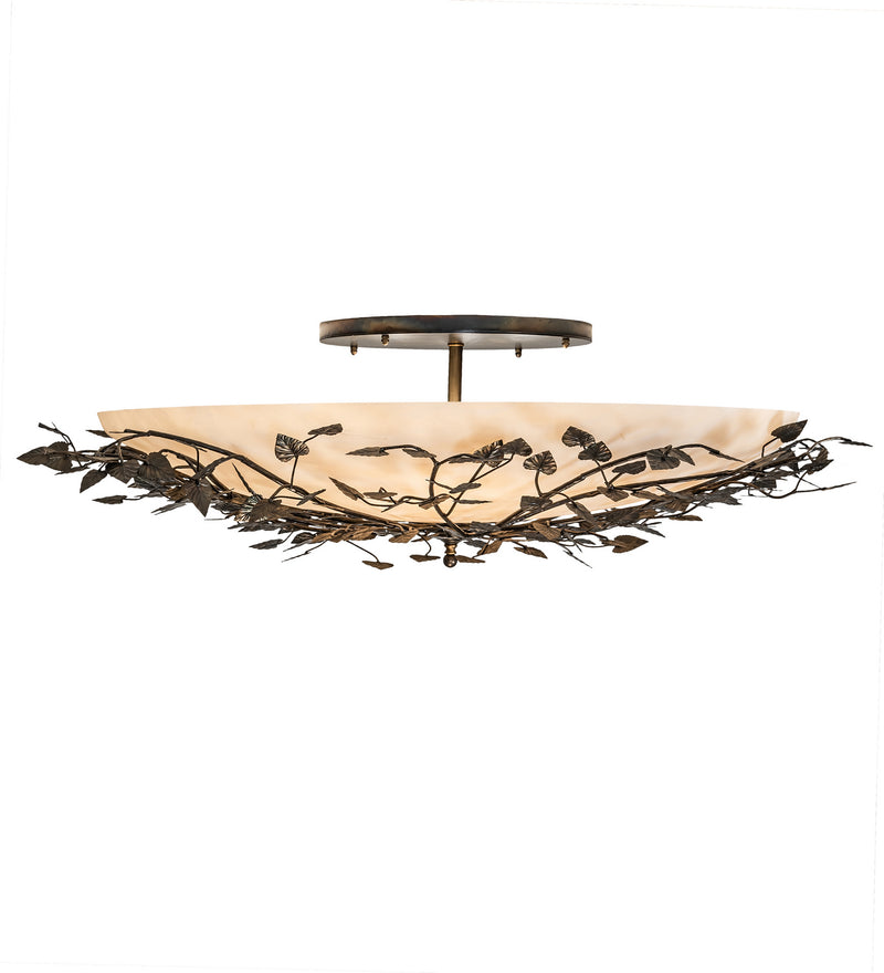 Meyda Tiffany 213708 Eight Light Semi-Flushmount, Dark Burnished Antique Copper