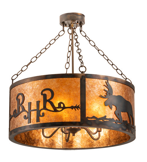 Meyda Tiffany 213958 Five Light Semi-Flushmount, Dark Burnished Antique Copper