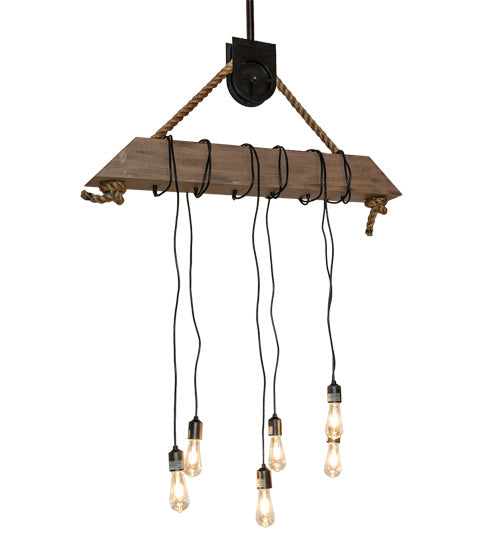 Meyda Tiffany 214186 LED Pendant, Textured Black And Old Distressed Wood