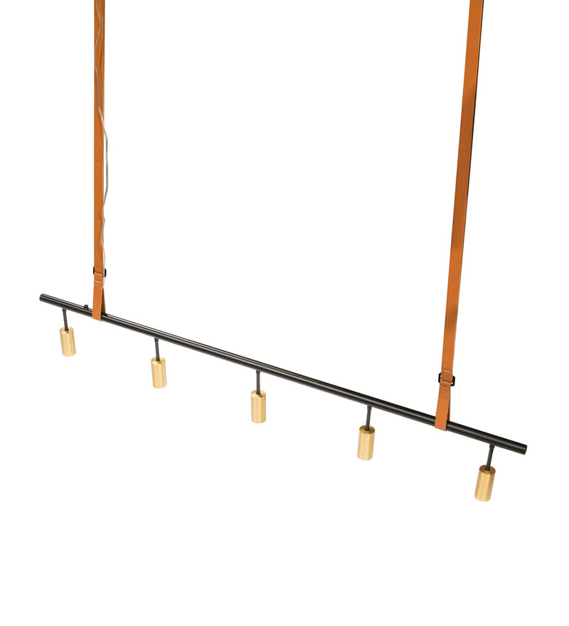 Meyda Tiffany 217279 Five Light Pendant, Matte Black And Satin Brass