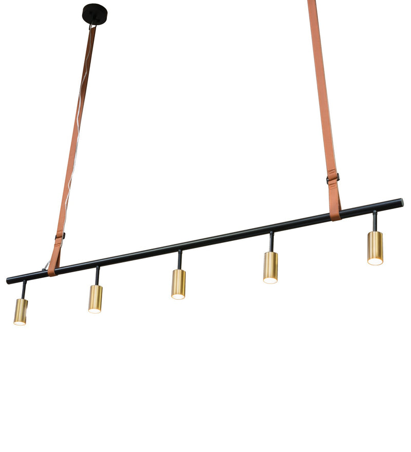 Meyda Tiffany 217279 Five Light Pendant, Matte Black And Satin Brass