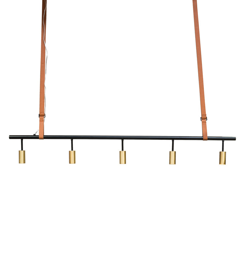 Meyda Tiffany 217279 Five Light Pendant, Matte Black And Satin Brass