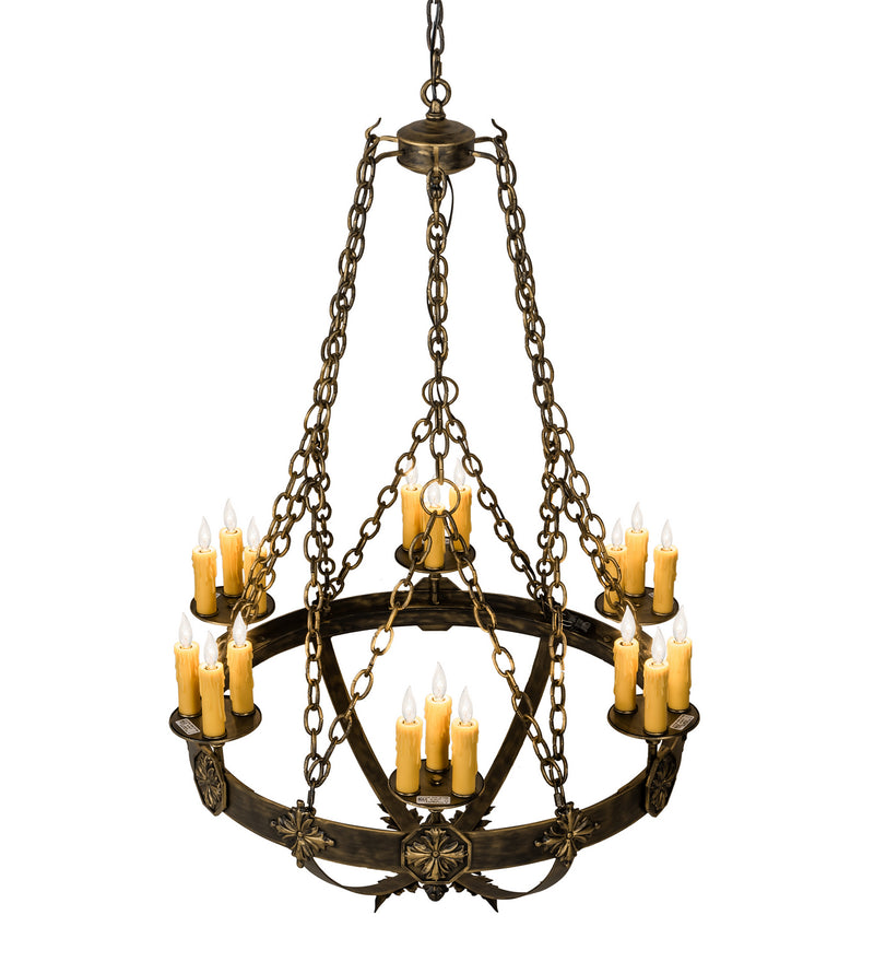 Meyda Tiffany 217524 18 Light Chandelier, Florentine Gold