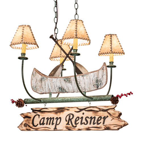 Meyda Tiffany 217594 Four Light Chandelier, Natural Wood,Tarnished Copper