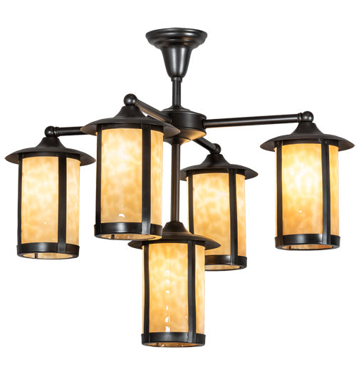 Meyda Tiffany 218223 Five Light Chandelier, Craftsman Brown