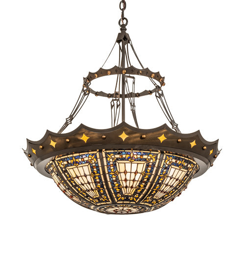 Meyda Tiffany 218573 Four Light Pendant, Timeless Bronze And Antique Copper