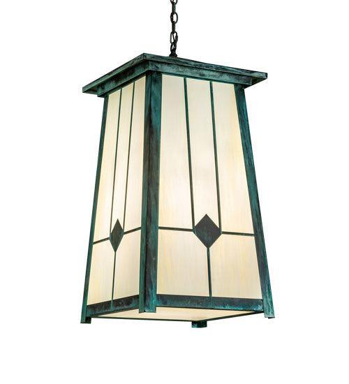 Meyda Tiffany 218696 Four Light Pendant, Craftsman Verdi And Verdi Over Timeless
