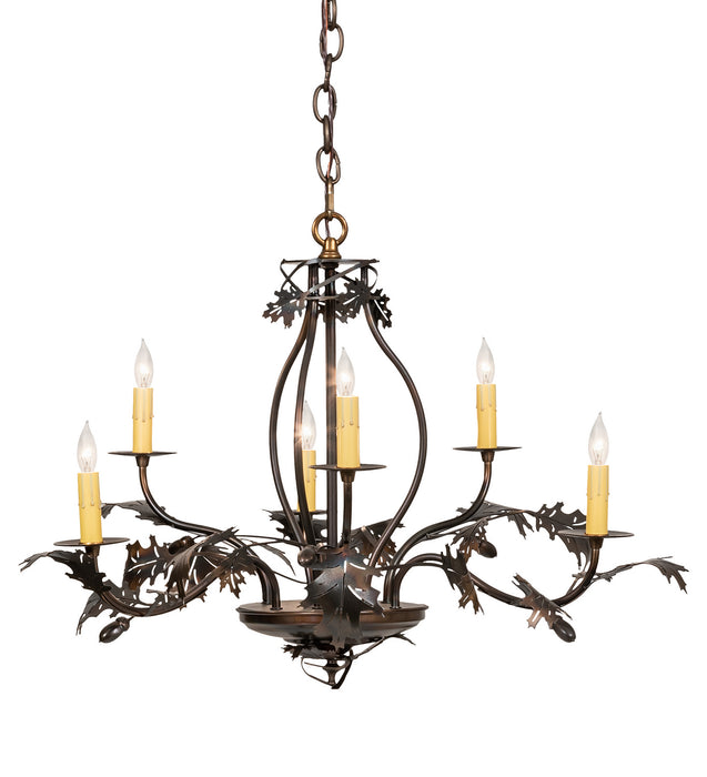Meyda Tiffany 218893 Six Light Chandelier, Dark Burnished Antique Copper