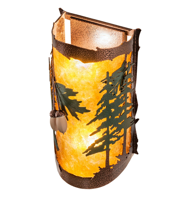 Meyda Tiffany 219633 Two Light Wall Sconce, New Copper Vein/Green Trees
