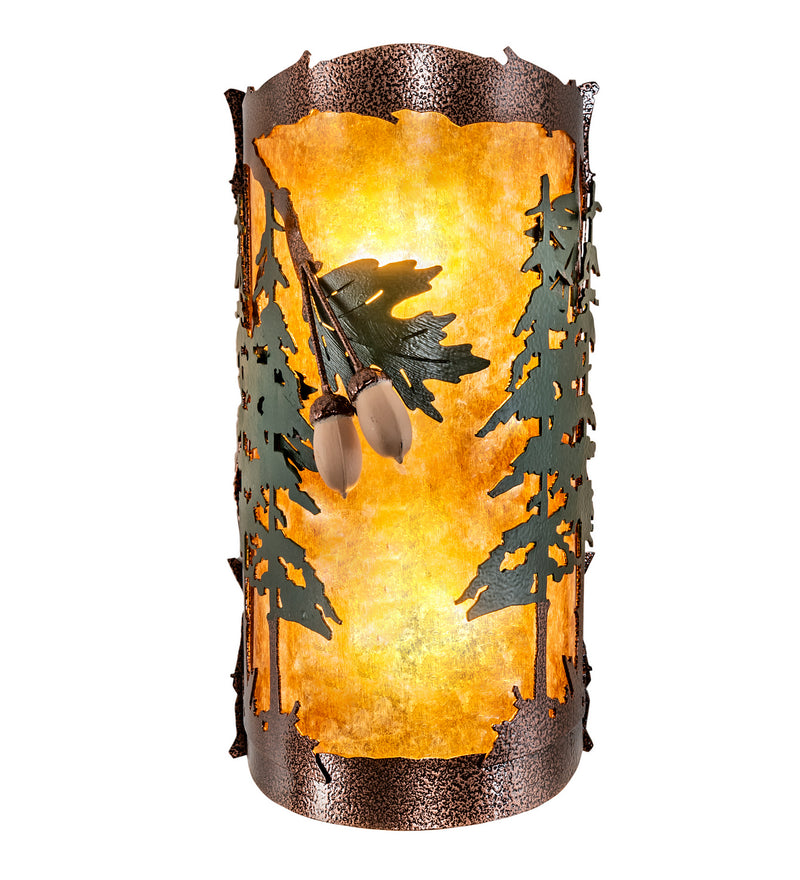 Meyda Tiffany 219633 Two Light Wall Sconce, New Copper Vein/Green Trees