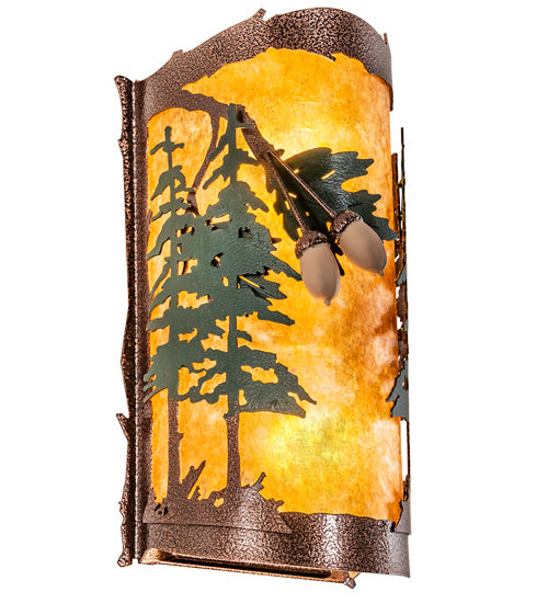 Meyda Tiffany 219633 Two Light Wall Sconce, New Copper Vein/Green Trees