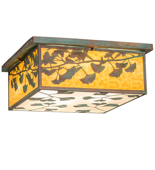 Meyda Tiffany 220112 Six Light Flushmount, Verdi Brass