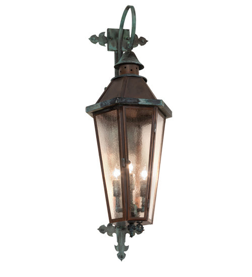 Meyda Tiffany 220248 Three Light Wall Sconce, Vintage Copper And Craftsman Verdi
